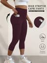 Womens High Waisted Capri Leggings With Pockets And Tummy Control 6