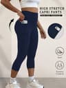 Womens High Waisted Capri Leggings With Pockets And Tummy Control 7