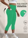 Womens High Waisted Capri Leggings With Pockets And Tummy Control 9