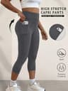 Womens High Waisted Capri Leggings With Pockets And Tummy Control 8