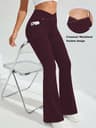Women's High Waisted Flare Leggings with Crossover Waist and Side Pockets