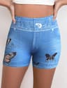Womens High Waisted Stretch Shorts With NonDenim Print For Casual Summer Wear 10