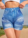 Womens High Waisted Stretch Shorts With NonDenim Print For Casual Summer Wear 13