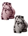 Womens High Waist Tie Dye Seamless Workout Shorts  2 Pack 9