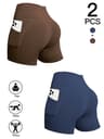 Womens High Waisted Yoga Shorts With Pockets Quick Dry Breathable Workout Shorts 7