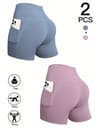 Womens High Waisted Yoga Shorts With Pockets Quick Dry Breathable Workout Shorts 11