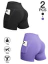 Womens High Waisted Yoga Shorts With Pockets Quick Dry Breathable Workout Shorts 13