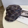 French Tweed Beret Hat Women Winter Warm Literary Style Equestrian Cap 8