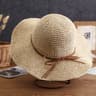 Korean Straw Sun Hat For Women Wide Brim Beach Visor Bucket Hat 7