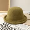 Women Winter Wool Fedora Hat Knitted British Rolled Brim Topper