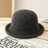 Women Winter Wool Fedora Hat Knitted British Rolled Brim Topper