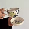 Vintage Ceramic Breakfast Cup Set with Lid & Saucer Large Capacity Retro Coffee Mug