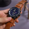 Retro Military Leather Watch For Men Big Dial Quartz Business Wristwatch With Calendar 8