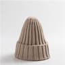 Trendy Knitted Beanie, Solid Color Winter Hat, Warm Ear Protection for Men and Women, Chunky Curl Edge Hood