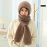 Womens Winter Knitted Hat, Scarf One Piece, Double Warm Padded Beanie, Thickened Wind Proof Snow Hat