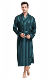 Men's Satin Kimono Robe, Luxury Print Gold Bathrobe, Plus Size Silk Dressing Gown, Geometric Lounge Sleepwear
