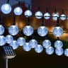 Crystal Globe Solar String Lights LED, Lighting Modes, Solar-Powered Outdoor Lights for Halloween & Christmas.