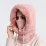 Winter Fur Cap Mask Set For Women Cashmere Knitted Neck Warmer Windproof Ski Balaclava Plush Fluffy 5