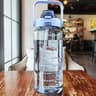 Portable Water Bottle with Straw and Time Marker for Outdoor Fitness Large Capacity, Durable Plastic Hydration Cup