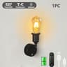Industrial Vintage Rechargeable Wall Lamp with Remote Control Touch Dimmable Battery Operated Wall Light