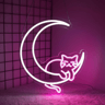 Animated Cat Neon Sign USB Powered Dimmable Moon Neon Light for Bedroom Room Decor