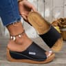 Women Wedge Slippers Open Toe Breathable Summer Sandals Comfortable Buckle Slides