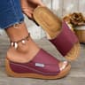 Women Wedge Slippers Open Toe Breathable Summer Sandals Comfortable Buckle Slides