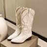 Vintage Embroidered Western Cowboy Boots for Women with Chunky Heel