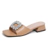 Luxury Rhinestone Square Toe Sandals for Women Comfortable Summer Heels