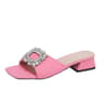 Luxury Rhinestone Square Toe Sandals for Women Comfortable Summer Heels