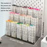 Multi-Compartment Desk Storage Box, Large Capacity Staircase Pen Holder Organizer for Markers & Art Supplies