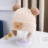 Children Winter Wool Hat with Bear Ears, Thickened Warm Knitted Korean Baby Hat
