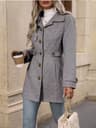 Loose-Fit Mid-Length Wool Blazer with Notched Lapel for Women