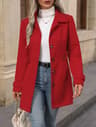 Loose-Fit Mid-Length Wool Blazer with Notched Lapel for Women