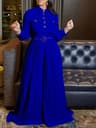 WMSTAR Womens Jumpsuit, Office Lady Button-Down Fashion Maxi Romper with Belt, Fall Clothes for Women