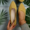 Women Pointed Toe Flat Shoes Solid Color Knitted Slip On Loafers | Casual Breathable Ballet Flats for Women