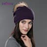 Real Fur Pom Pom Beanies For Women Wool Knitted Thick Warm Winter Lined Fashion Ski Caps Lady Hat 7