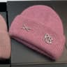 Winter Warm Real Rabbit Fur Beanies Hats with Diamond Letter for Women Skiing Cap Casual Bonnet