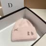Winter Warm Real Rabbit Fur Beanies Hats with Diamond Letter for Women Skiing Cap Casual Bonnet