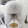 Mens Real Silver Fox Fur Bomber Hat Raccoon Fur Cap Russian Trapper Ski Hats Leather Winter Hat For