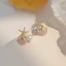 Ocean Pearl Starfish Stud Earrings Asymmetric Starfish Earrings With Shell  Rhinestone Accents 5