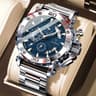POEDAGAR Luxury Watch For Men, Calendar Quartz Chronograph, Waterproof Stainless Steel Luminous Man Clock