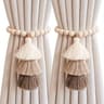 2pcs Bohemian Farmhouse Curtain Ties, Handmade Wooden Bead Curtain Holdbacks for Bedroom, Living Room & Home Decor