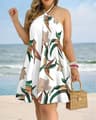 Boho Floral Halter Neck Backless Summer Dress 2