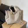 Fashionable Striped Velvet Tote Bag Large Capacity Corduroy Shoulder Bag For Women 5