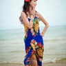 Printed Halter Chiffon Beach Dress Sexy Bikini Wrap Pareo Skirts Women Cover Ups Open Back Swimwear 5