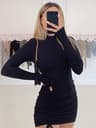 Stretchy Black Bandage Mini Dress Turtleneck Autumn Party Mini Dresses Autumn Black Skinny Stretchy Party Vestidos