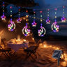 SolarPowered Stars And Moon Lights Waterproof Curtain String Lights For Outdoor Terraces Porches An