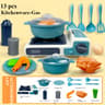 Pretend Play Kitchen for Boys & Girls, Kids Cooking and Baking Playset, Rice Cooker, Microwave, Gas Refrigerator