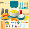 Pretend Play Kitchen for Boys & Girls, Kids Cooking and Baking Playset, Rice Cooker, Microwave, Gas Refrigerator